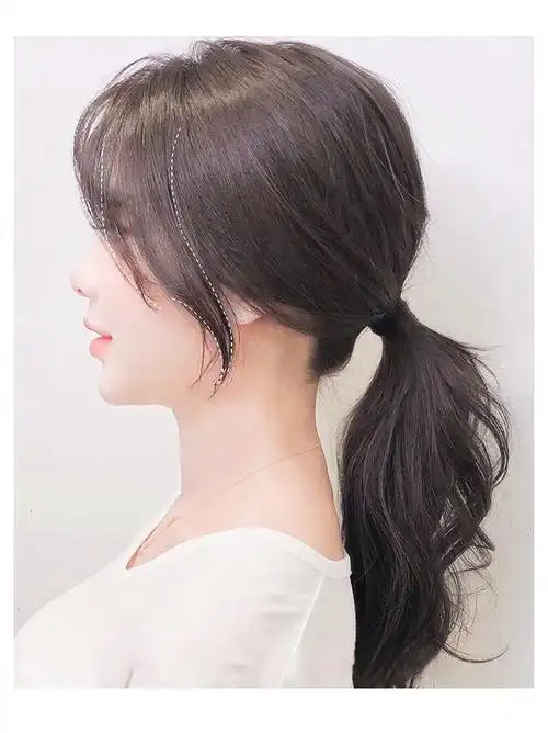 八字侧颜刘海假发女自然一片式隐形无痕真发网红中分假刘海片