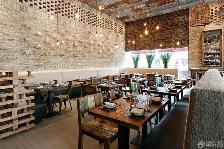 复古60平米饭店墙砖墙面装修样板大全_装信通网效果图