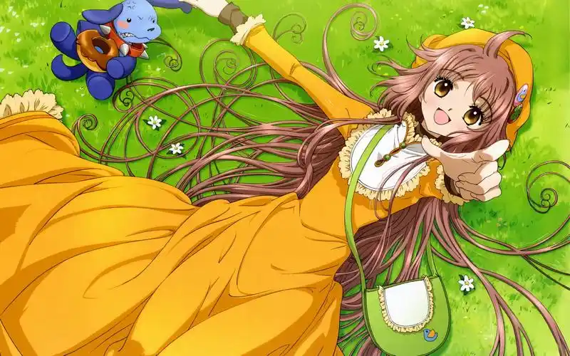 精选清新养眼绿色背景可爱动漫少女萌妹子电脑桌面壁纸