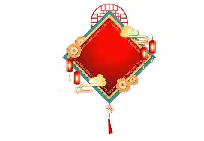 中国传统新年春节金色贴纸文本框信息框1976522矢量图片免抠素材