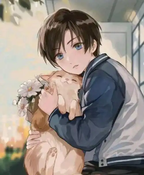 二次元卡通男头为什么帅哥都喜欢养猫咪呢