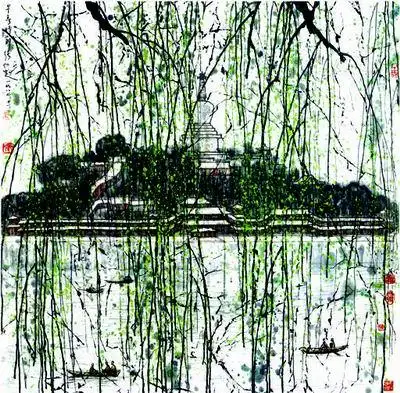北海公园之春(中国画)