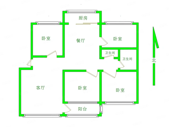 光华街 十四中 四室两厅两卫 4楼 采光好 户型通透