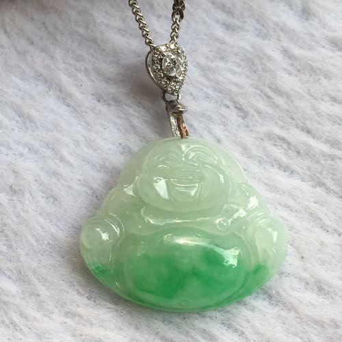 天然女士佛爷弥勒玉坠坐佛项坠笑佛冰种吊坠颈饰
