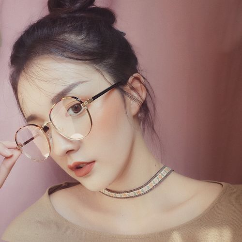 复古金属大框眼镜文艺圆框眼镜架女潮平光镜防辐射近视眼镜框配男