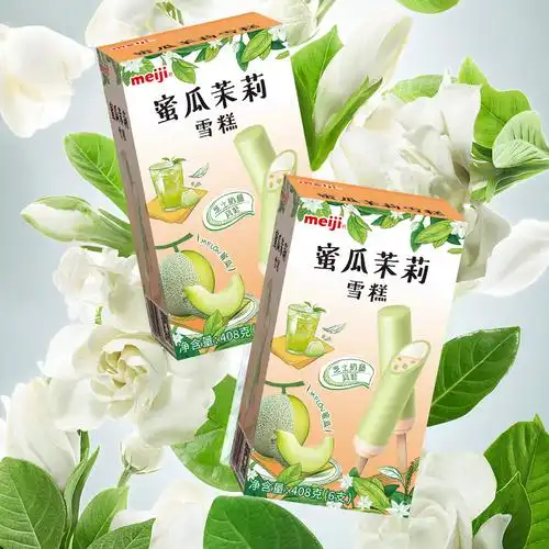 meiji明治雪糕蜜瓜茉莉芝士奶盖风味冰淇淋6支冰淇淋
