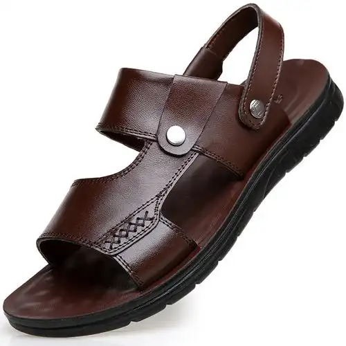 策霸ceba2021凉鞋男夏季新款男士凉拖两用鞋头层牛皮沙滩鞋防滑男软底