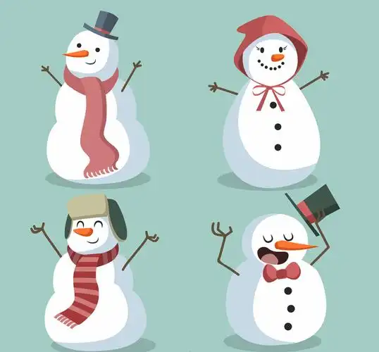 4款卡通雪人设计矢量素材