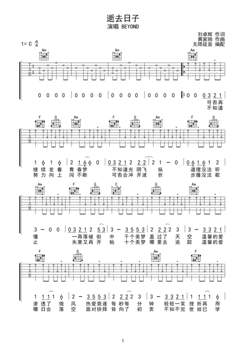 >>beyond 逝去日子 指法