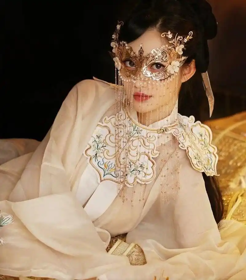 遮脸面纱古风蒙面古装面具面帘头饰仙气挂耳