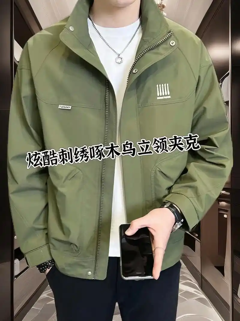 啄木鸟新款立领刺绣徽章夹克外套