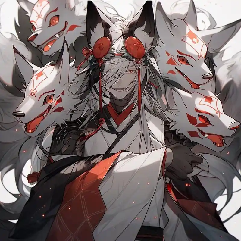 狐狸来了,狐妖少年系列头像,阴阳师风格!