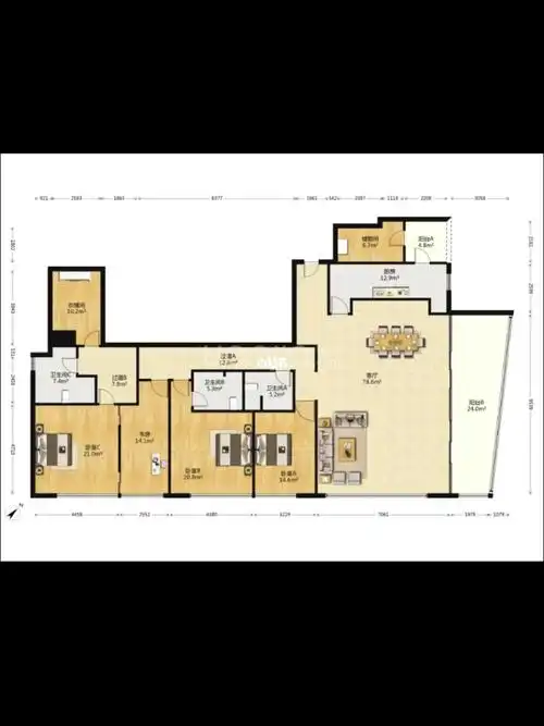 来福士350平精装四房|290度全落地窗