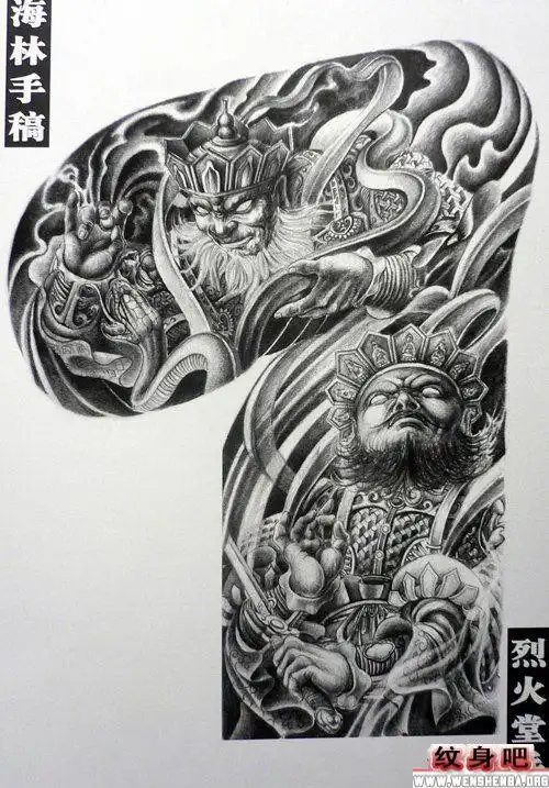 四大天王半甲纹身图案