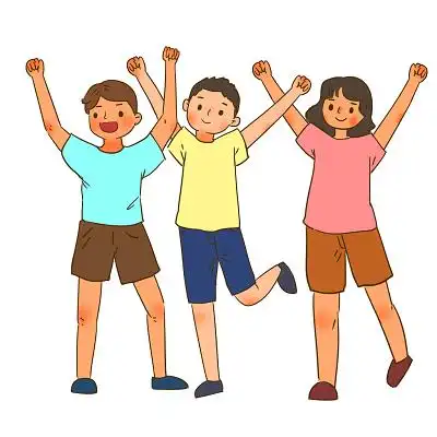 卡通手绘欢呼的一群人人物素材