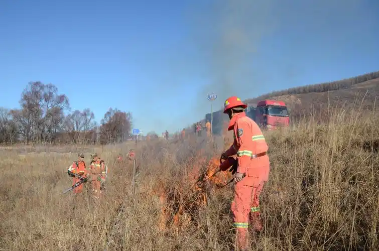 绰尔林业局积极开展森林防火隔离带打烧工作