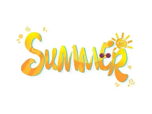 蓝色卡通夏日狂欢夏天summer艺术字黄色卡通你好夏天英文艺术字蓝色s
