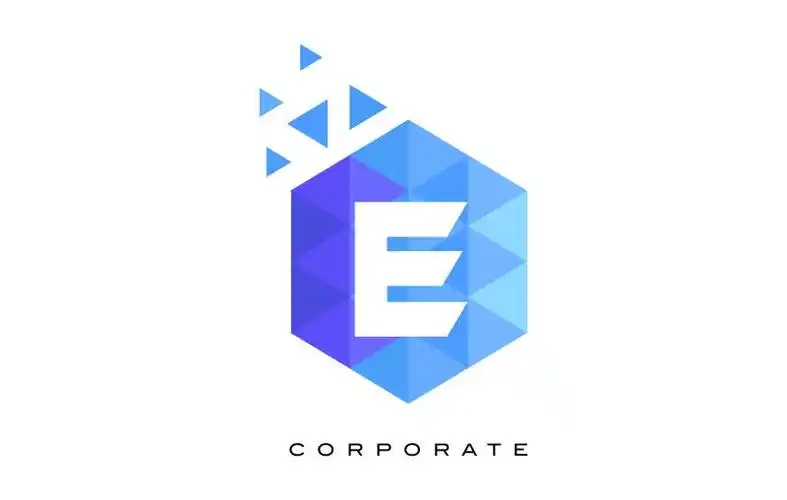 矢量抽象几何风格的字母e标志设计