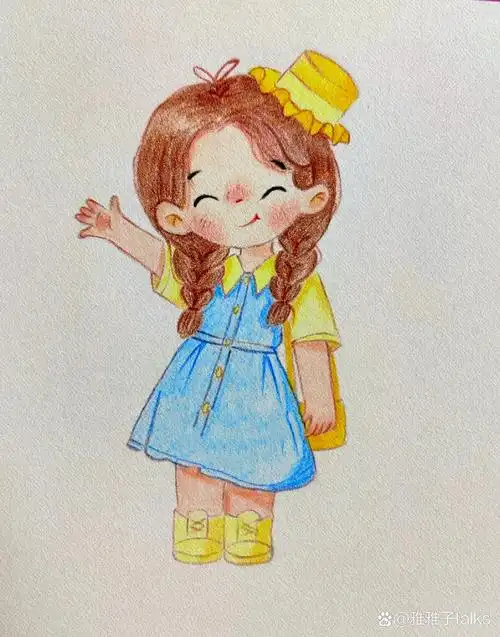 手绘彩铅画|q版人物 想说的越来越少了,留在心里的越来越多了.