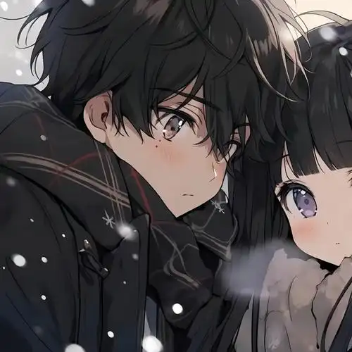 下雪拥抱吧363436373039动漫情侣头像