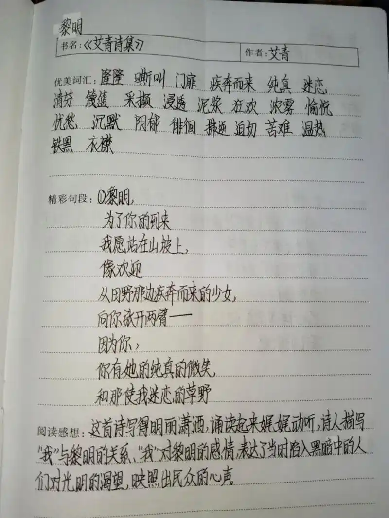 《艾青诗集》读书笔记(6) 《艾青诗集》读书笔记  黎明 #艾青诗集