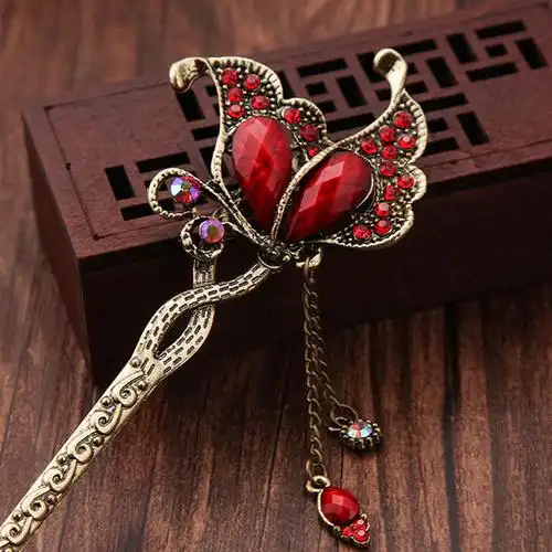 包邮韩国头饰盘发发饰步摇流苏古典复古古装盘头蝴蝶发簪特价簪子