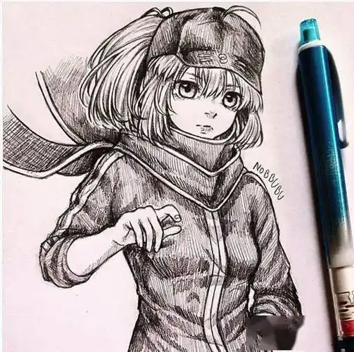 他笔下的素描动漫,每一张都很吸睛,这线稿太好看了!收藏备用吧