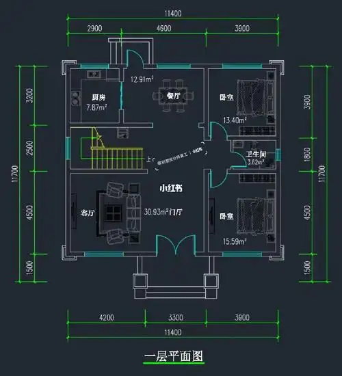 农村自建房满分户型二层复式带阳台别墅
