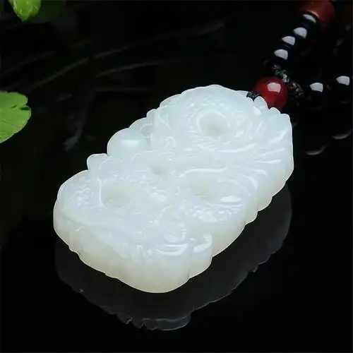 玉越珠宝 和田玉龙吊坠 十二生肖龙牌玉坠 男女情侣款祥龙戏珠玉佩