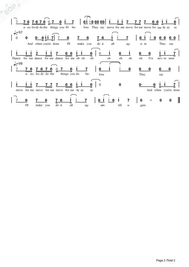 「bb调版」dance monkey - tones and i 演唱——动态简谱