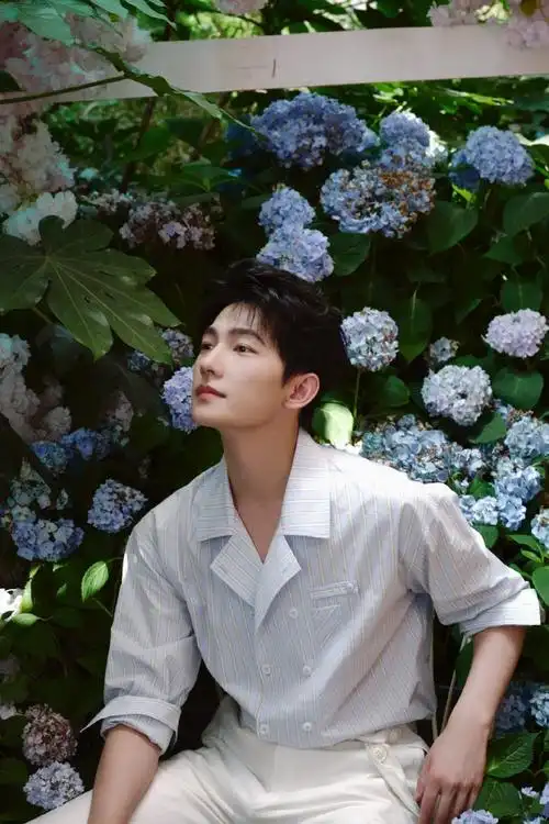 杨洋蓝白纹衬衫##杨洋闻花#杨洋的这身蓝白纹衬衫造型好清爽,蜒炎