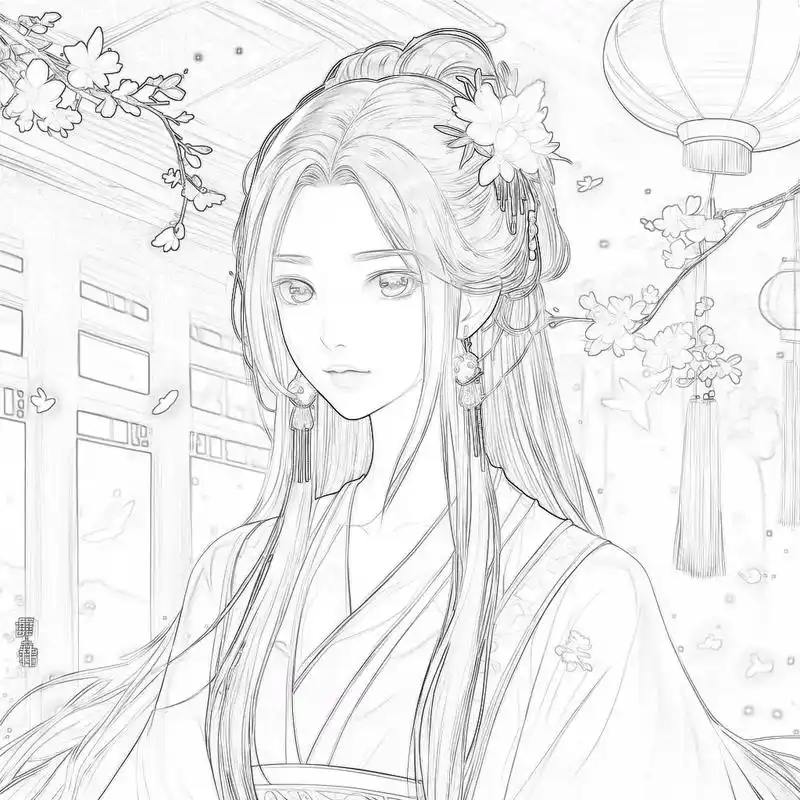 古风汉服漫画线稿,绘画零基础入门.高清画稿,欢迎取图,下载打 - 抖音