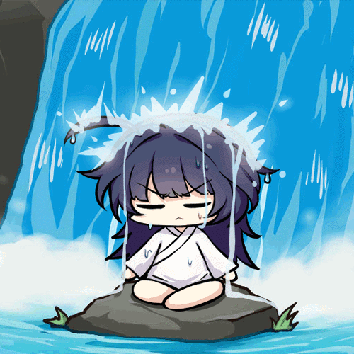 理智蒸发芽衣在瀑布修行的q版动图莫名想起某黄油cg