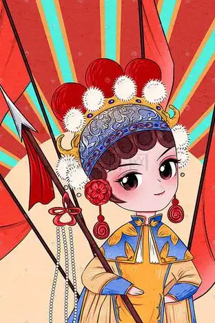 国潮风京剧刀马旦插画海报宣传素材