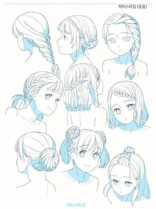 绘画参考日系动漫女生的发型素材参考
