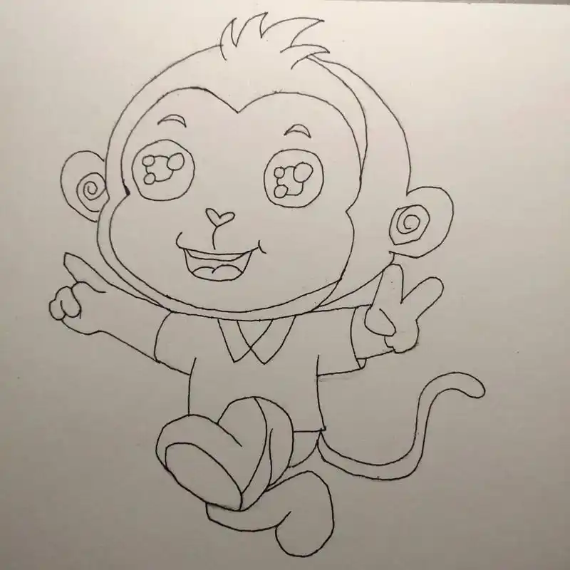 94:猴子97,简笔画教程[挤眼] 94:猴子97,简笔画教程
