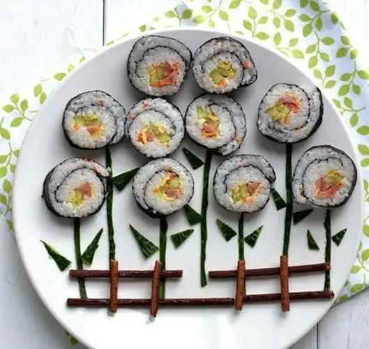 创意摆盘,挑食再见~第二道「美丽的花园」|花园|寿司卷|黄瓜皮_新浪网