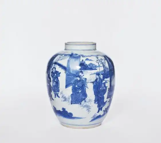 【明崇祯 青花人物纹罐】拍卖品_图片_价格_鉴赏_明代青花瓷器_雅昌