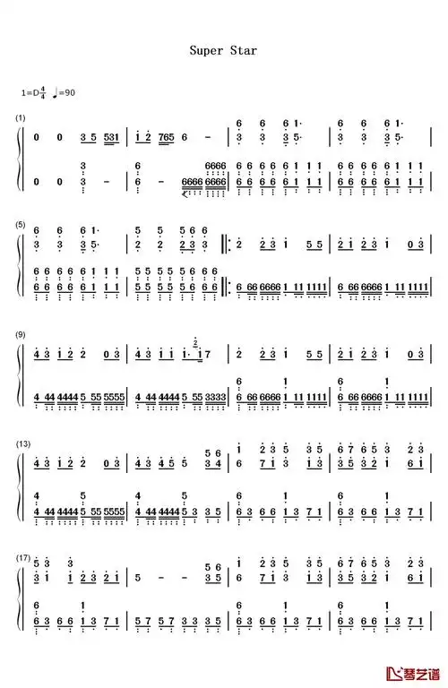 super star钢琴简谱-数字双手-s.h.