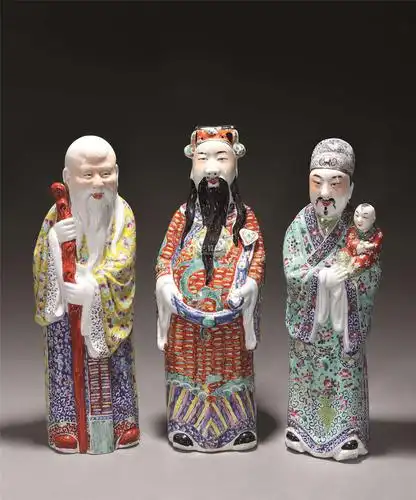 清 粉彩福禄寿三星像