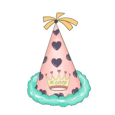 大气清新手绘简约粉紫色小心心生日帽