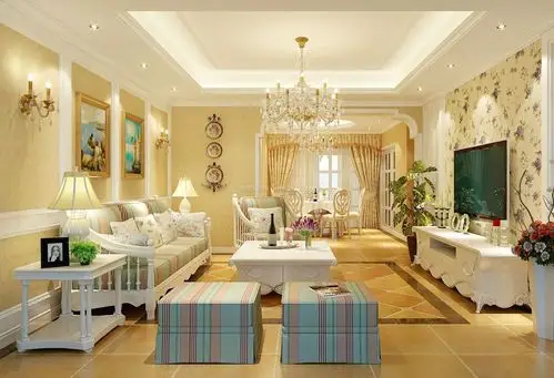 田园风格家装客厅茶几装修效果图片