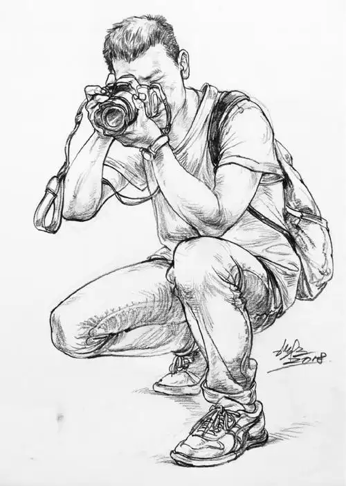 站坐姿动态人物速写范画画线描速写人物必备素材