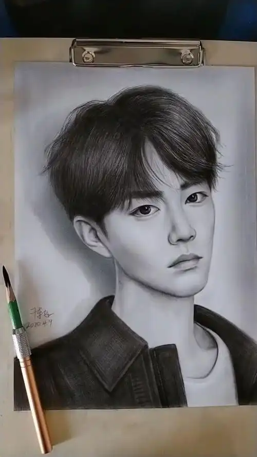 手绘明星肖像画(肖战)