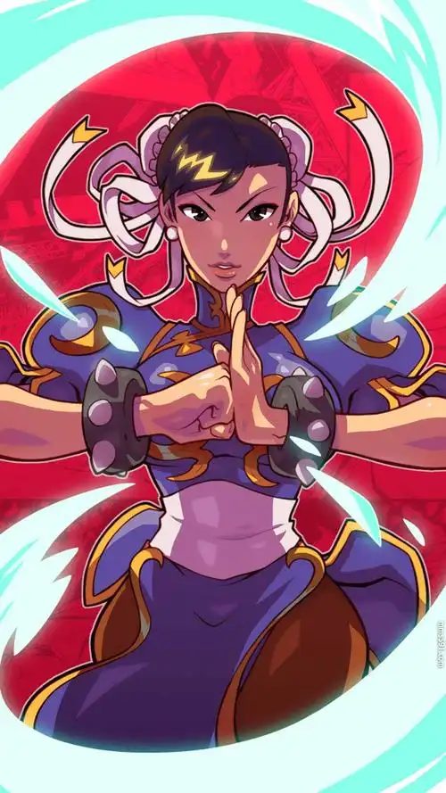 街头霸王来自中国的女性角色春丽肌肉手机壁纸图片竖屏1080(2)