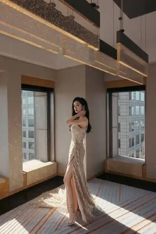 杨幂穿镀金礼服,浓眉大眼红唇撩人,香肩半露,性感魅力十足_脸庞_俏丽