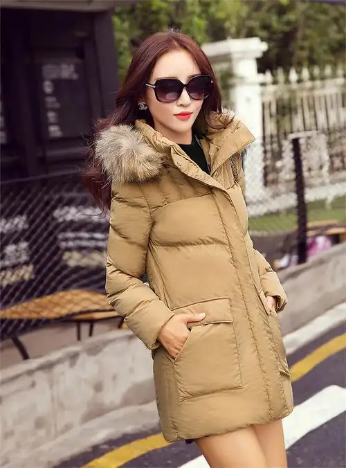 云及2015冬装新款女装狐狸毛连帽长袖棉服外套休闲宽松大码时尚