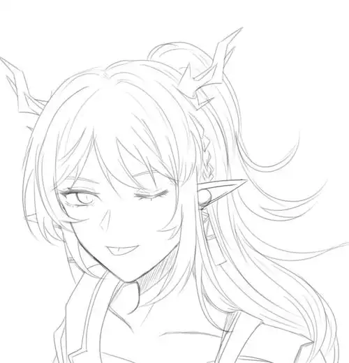 日系御姐线稿头像 - 米画师