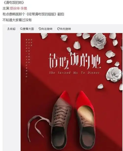 第一部电视剧,要和李晟合作,而且还是著名韩剧的改编版《请吃饭的她》