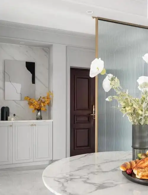 入户玄关装修效果图(开门见厅太尴尬7种玄关隔断装修案例)(7)